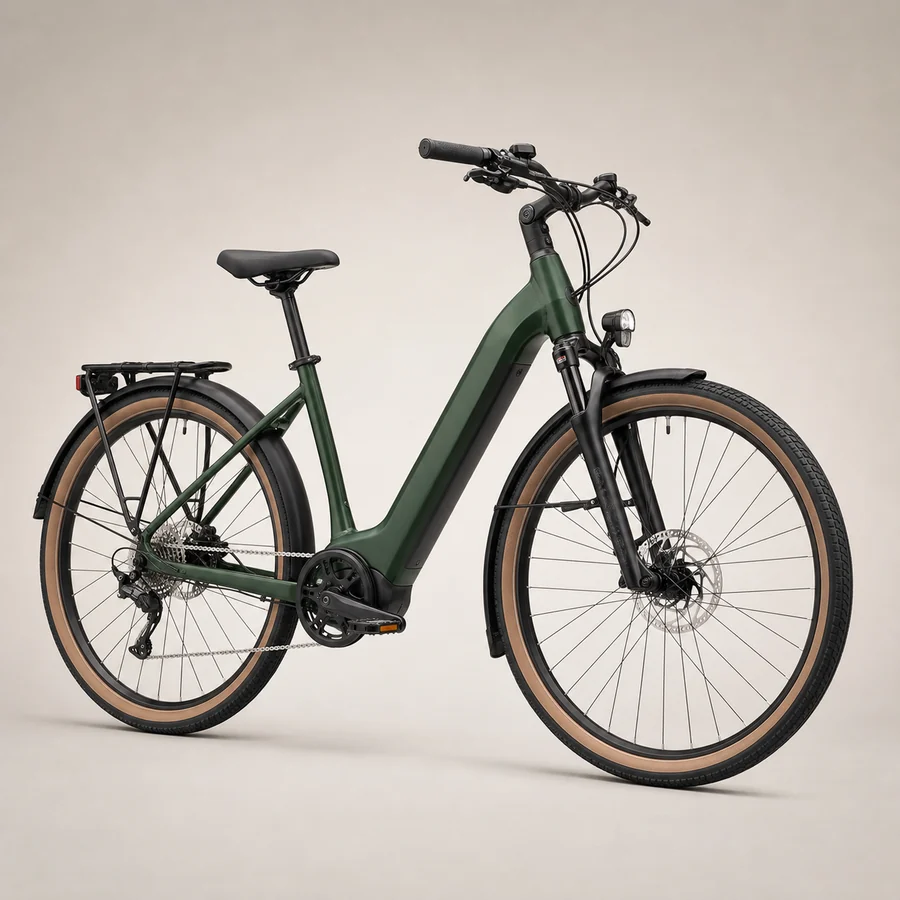 Grünes Trekking-E-Bike